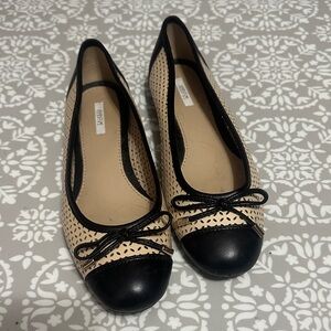Geox Chic Black and Tan Women's Ballet Flats